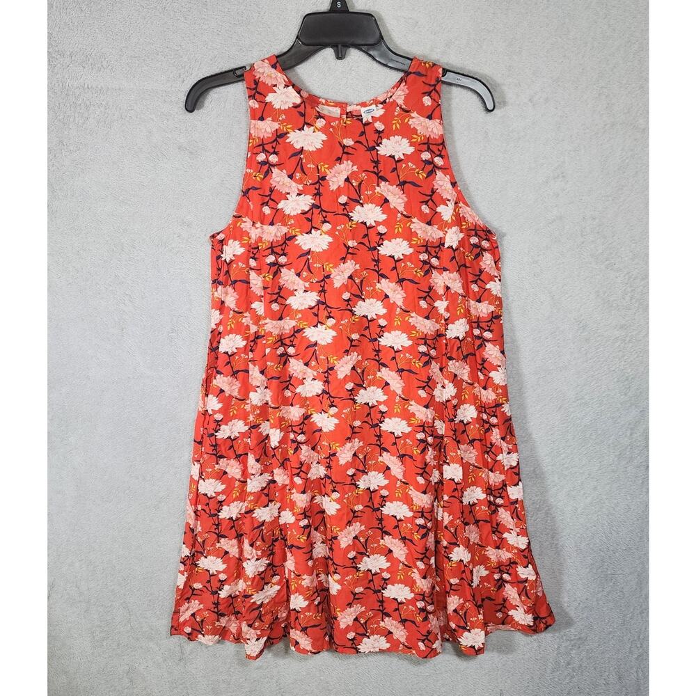 OLD NAVY Shift Dress Orange Floral Sleeveless Mini Vacation Summer Small New